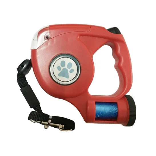 PAWSBIJOU Flash Light and Pet Waste Bag Duo Retractable Leash